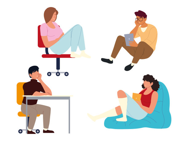 拖延症，人们坐在平板电脑无聊和疲惫图片下载