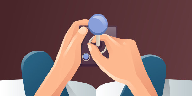 年轻人手握操纵杆孤立图片下载