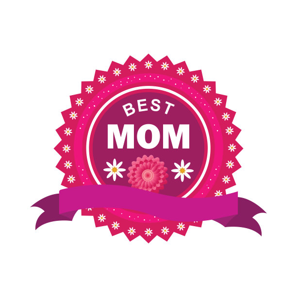 母亲节庆祝的最佳妈妈贴纸，标签或标签空白丝带设计图片下载