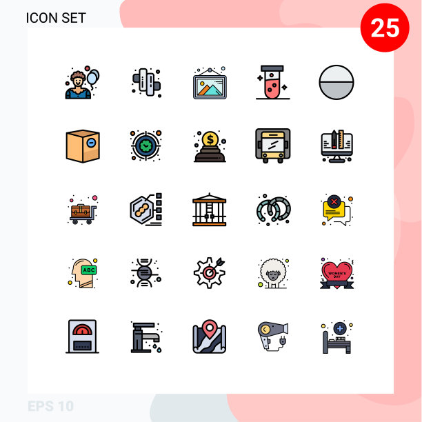 用户界面包25基本填充线平图片下载