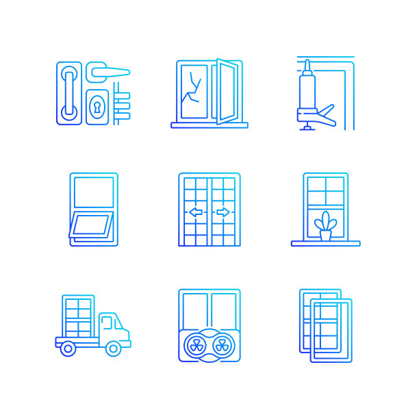 窗口和门安装RGB颜色图标设置图片下载