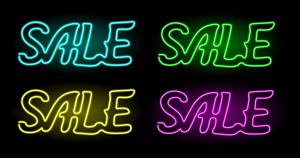 线艺术集与霓虹灯字销售图片下载