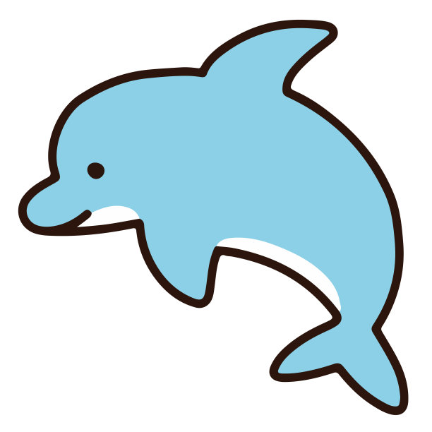 可爱和简单的淡蓝色海豚与轮廓图片下载