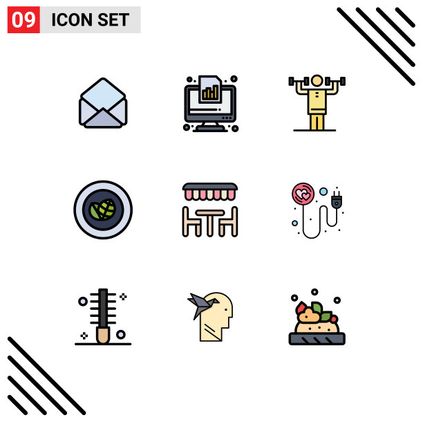 组9现代填充线平面颜色集图片下载