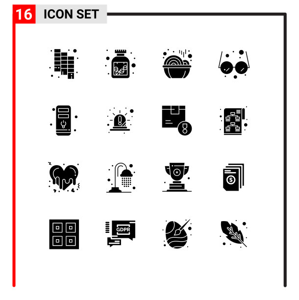 设置16个现代UI图标符号标志图片下载