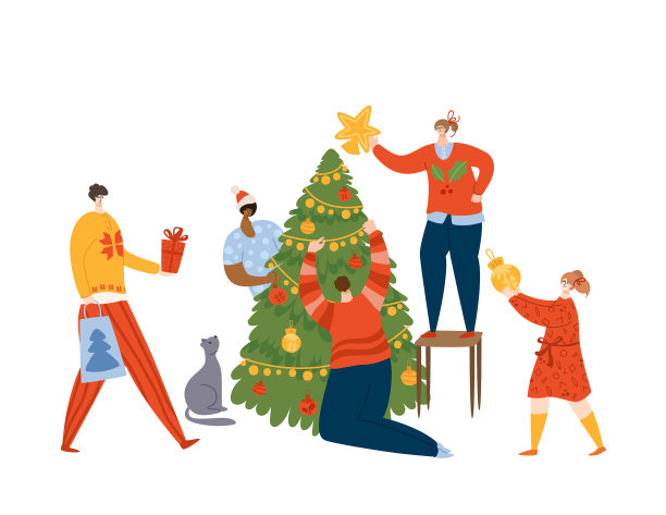 圣诞和新年卡通贺卡图片下载