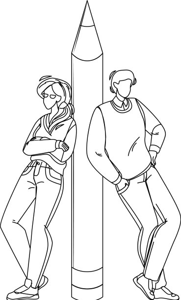 文案男人和女人斜着铅笔图片下载