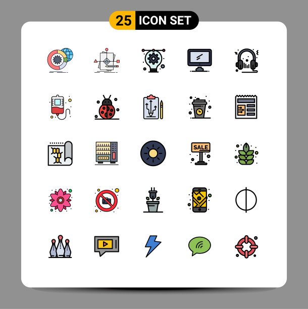 25主题填充线平面颜色和可编辑图片下载