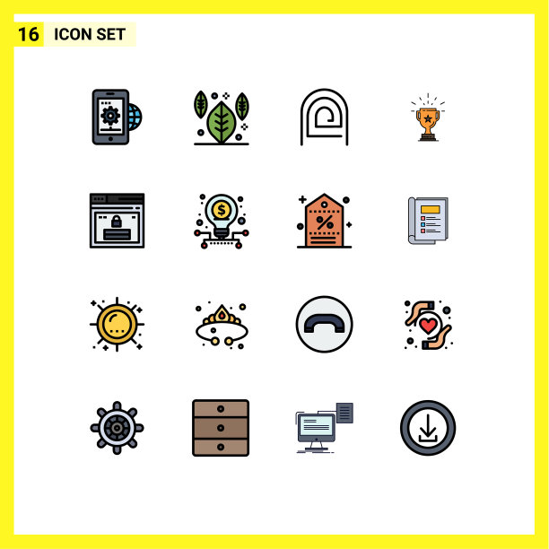 16主题平色填充线条和可编辑图片下载