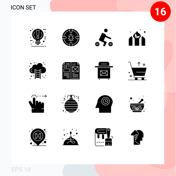 在亚洲斋月的方格上设置16个实字形图片下载