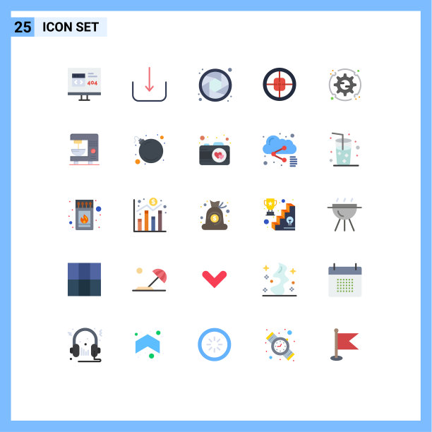 可编辑线包25个简单的平面颜色图片下载