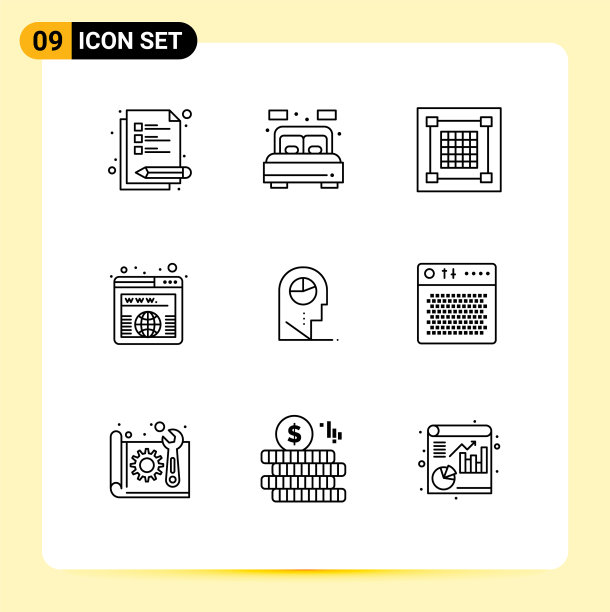 可编辑的线包9个简单的轮廓图片下载