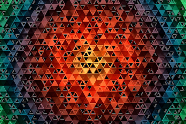 由混沌三角形曲面多边形构成的抽象几何背景。图片下载