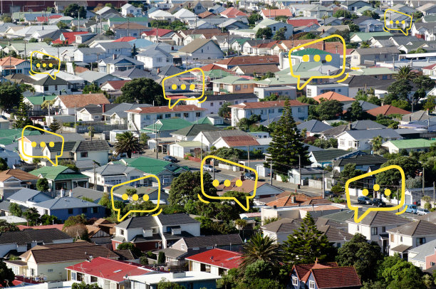 谈论泡沫城市鸟瞰图的一个城市社区图片下载