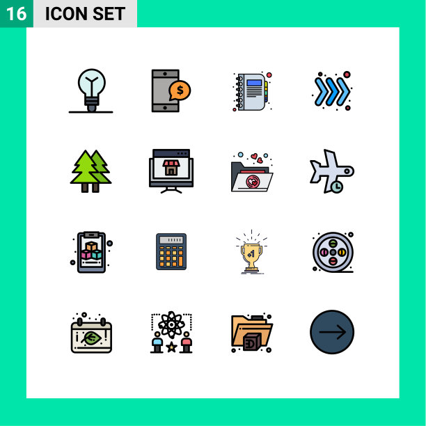 象形图设置16个简单的平色填充图片下载