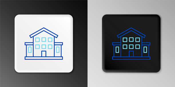 Line House图标孤立在灰色背景上。家的象征。色彩斑斓的轮廓的概念。向量图片下载