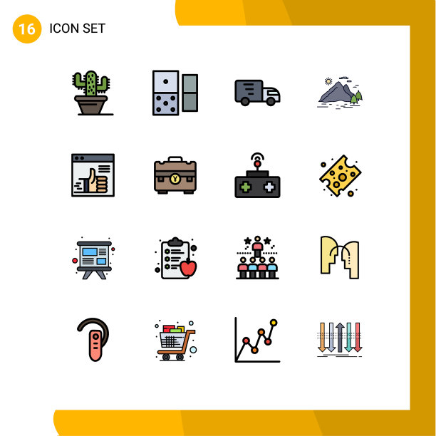 16个通用平色填充线标志符号图片下载