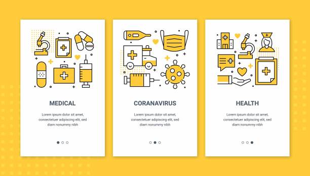 用于与健康相关的移动应用程序的平面图标设计。用户体验，用户界面设计矢量插图。图片下载