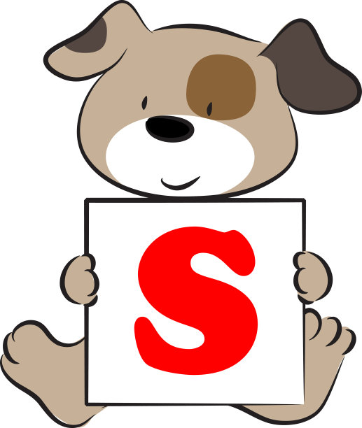 矢量卡通小狗抱字体A到Z字母卡图片下载