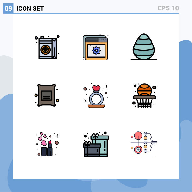 象形图设置9个简单的填充线平色图片下载