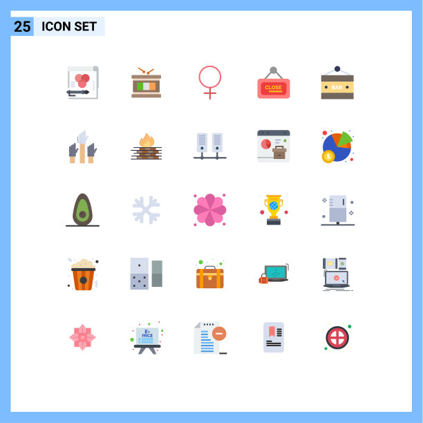 设置25商业平面颜色包装的酒吧图片下载