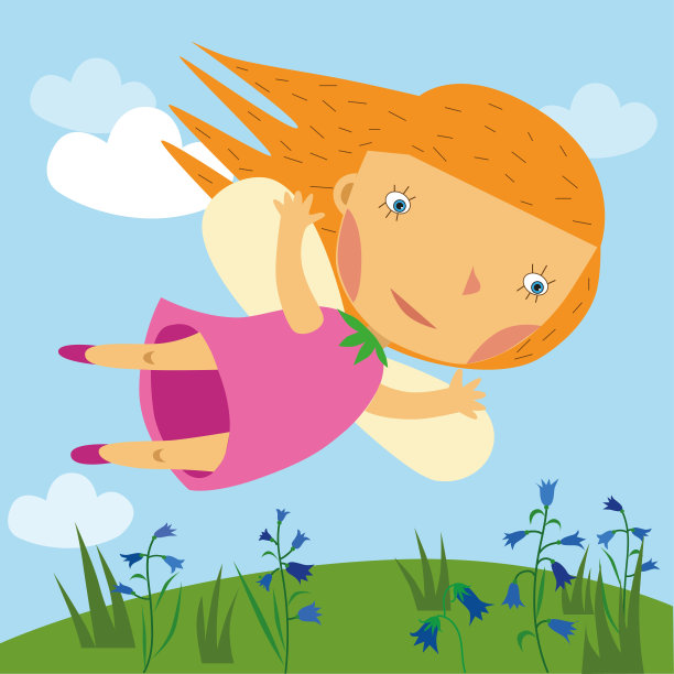 仙女飞在草地上铃铛图片下载