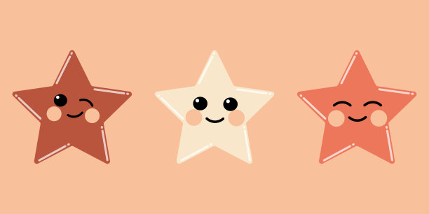在柔和的背景上，星星是粉红色的，带着情感和微笑。对网站、酒店、旅游套餐、在线商店、评论、儿童装饰进行评级。图片下载
