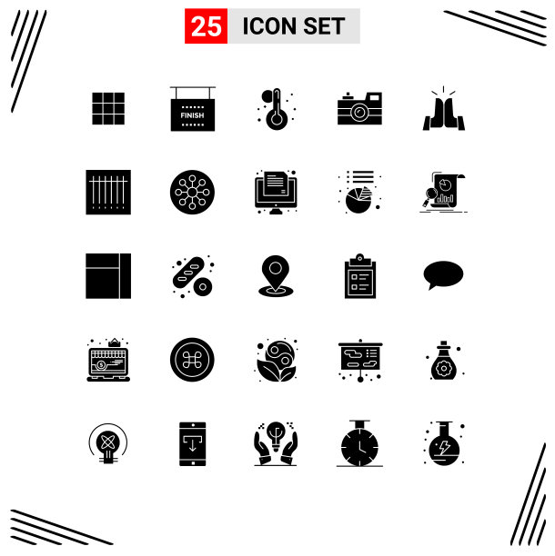 设置25坚实的字形网格为5个年份图片下载