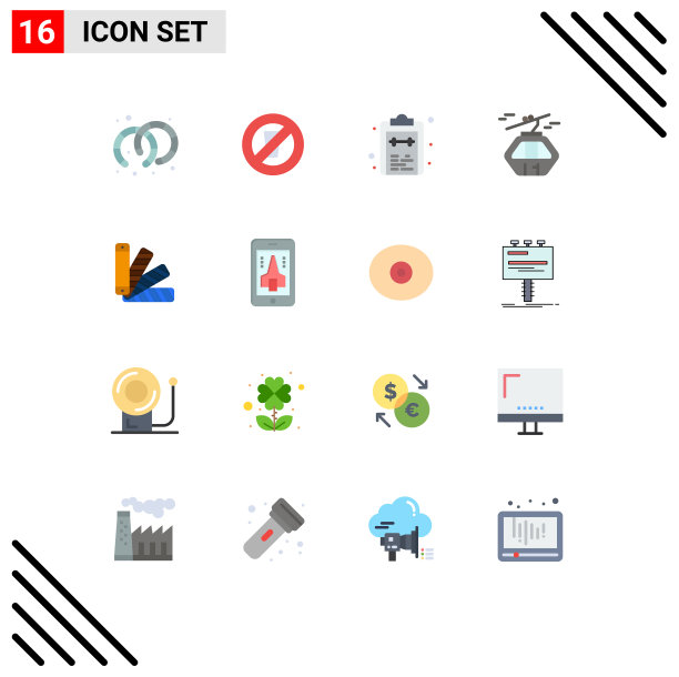 在网格上设置16种平面颜色作为颜色贡多拉图片下载