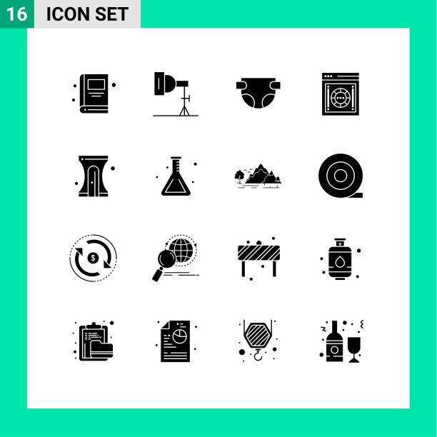 用户界面包16个基本固字形图片下载