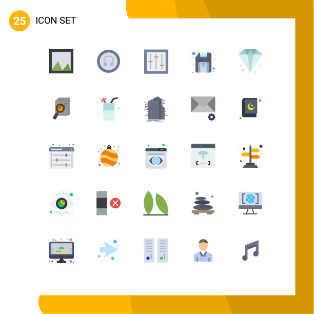 25个主题平色和可编辑的符号图片下载