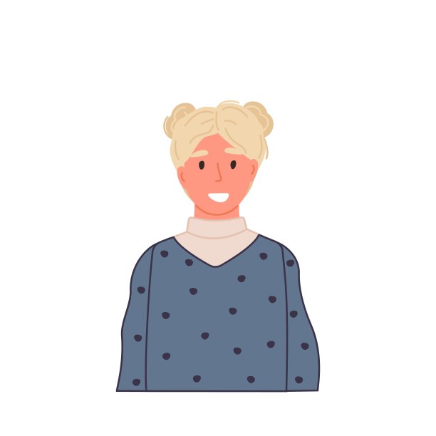 微笑的女孩肖像在休闲服装卡通扁风格。孩子的化身被隔离在白色上。快乐的少年。矢量插图字符配置文件。图片下载