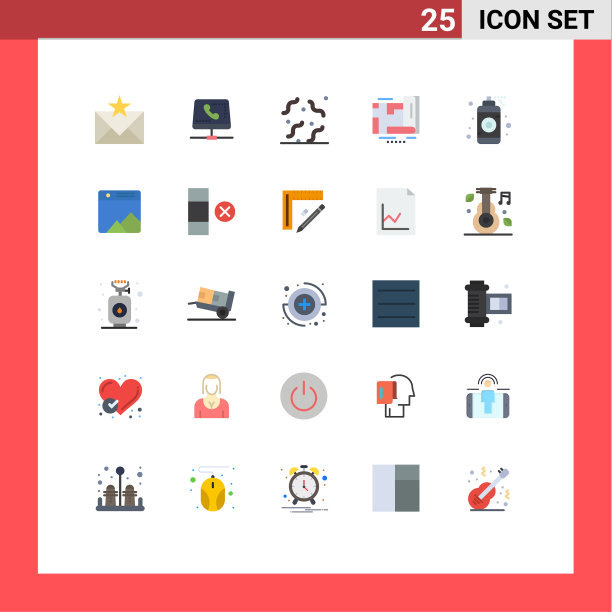 25个主题平色和可编辑的符号图片下载