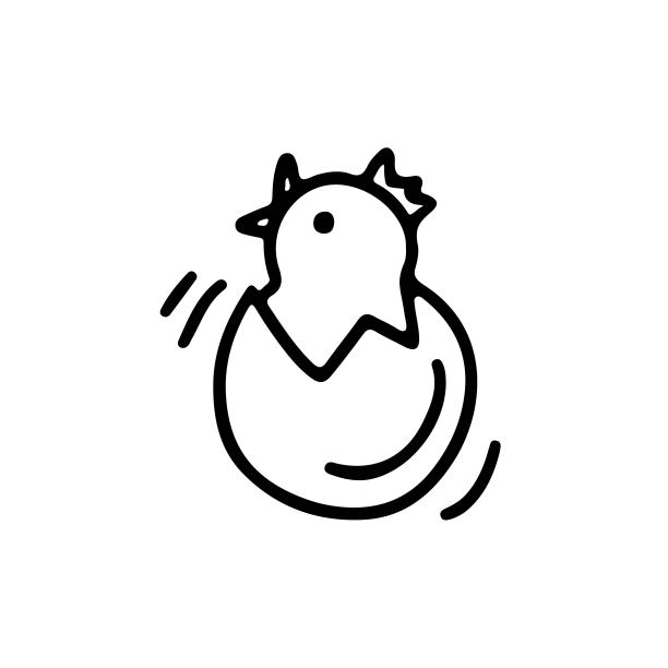 手绘复活节快乐卡片与新生鸡在鸡蛋孤立的白色背景。图片下载