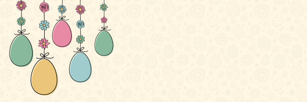 悬挂复活节彩蛋的概念。横幅。向量图片下载