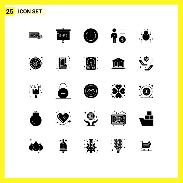 可编辑的线包25个简单的固体符号图片下载