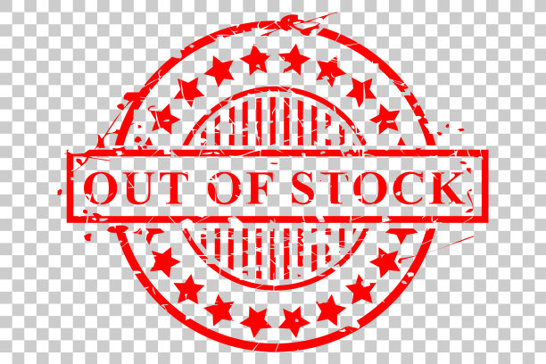 圆形红色橡皮图章，脱销，背景透明效果图片下载