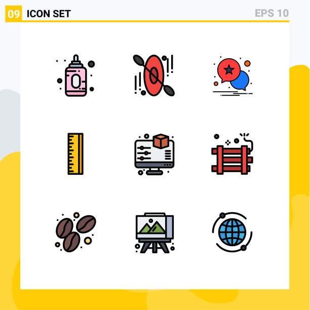 组9现代填充线平面颜色集图片下载