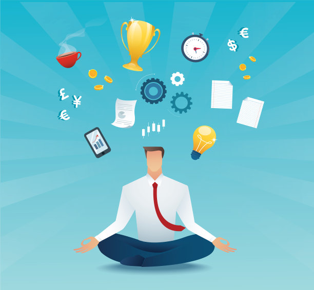 商人坐莲花姿势沉思图片下载