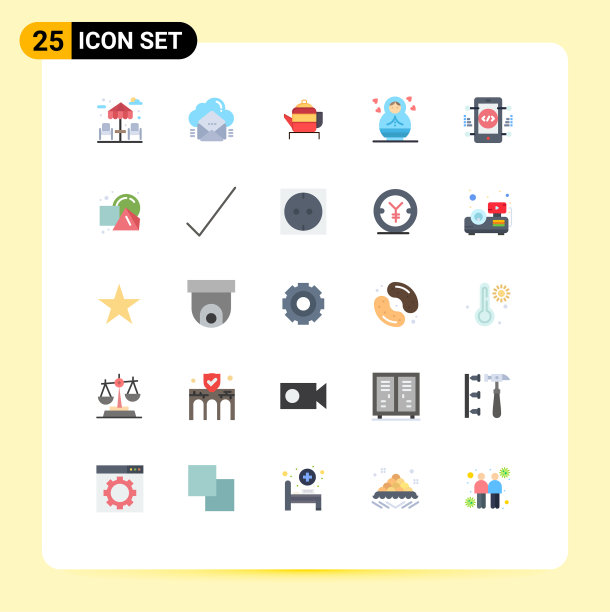 在网格上设置25种平面颜色用于在线编码图片下载