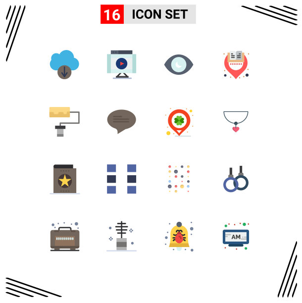 为滚轴学习设置16个平面颜色的网格图片下载