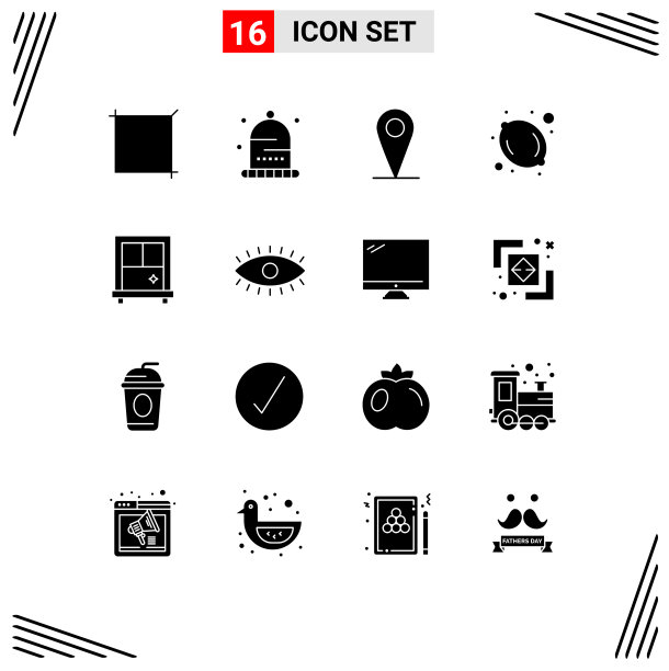 16固体字形概念的网站移动和图片下载