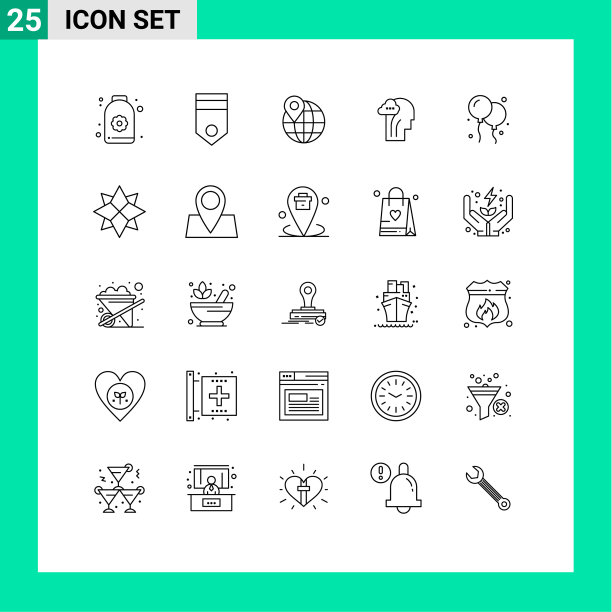 象形文字设25条简单线条飞头图片下载