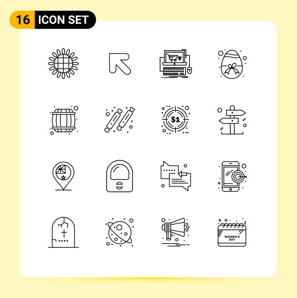 包16个现代轮廓标志和符号图片下载