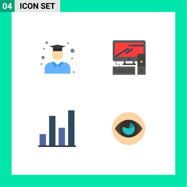 现代设置4个平面图标的象形文字图片下载