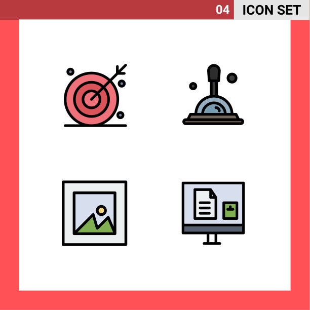 组4现代填充线平面颜色集图片下载