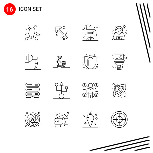 16个创意图标的现代标志和符号图片下载