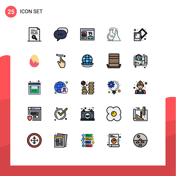 25主题填充线平面颜色和可编辑图片下载