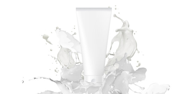 牛奶产品美容产品广告模型牛奶护肤概念3D插图白色背景与切割路径图片下载