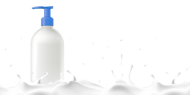 产品模型牛奶美容产品广告牛奶护肤概念3d插图白色背景与切割路径图片下载